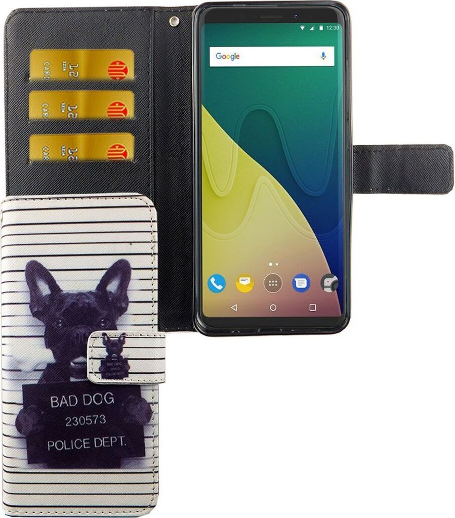 Handyhülle Tasche für Handy Wiko View XL Böser Hund Weiß