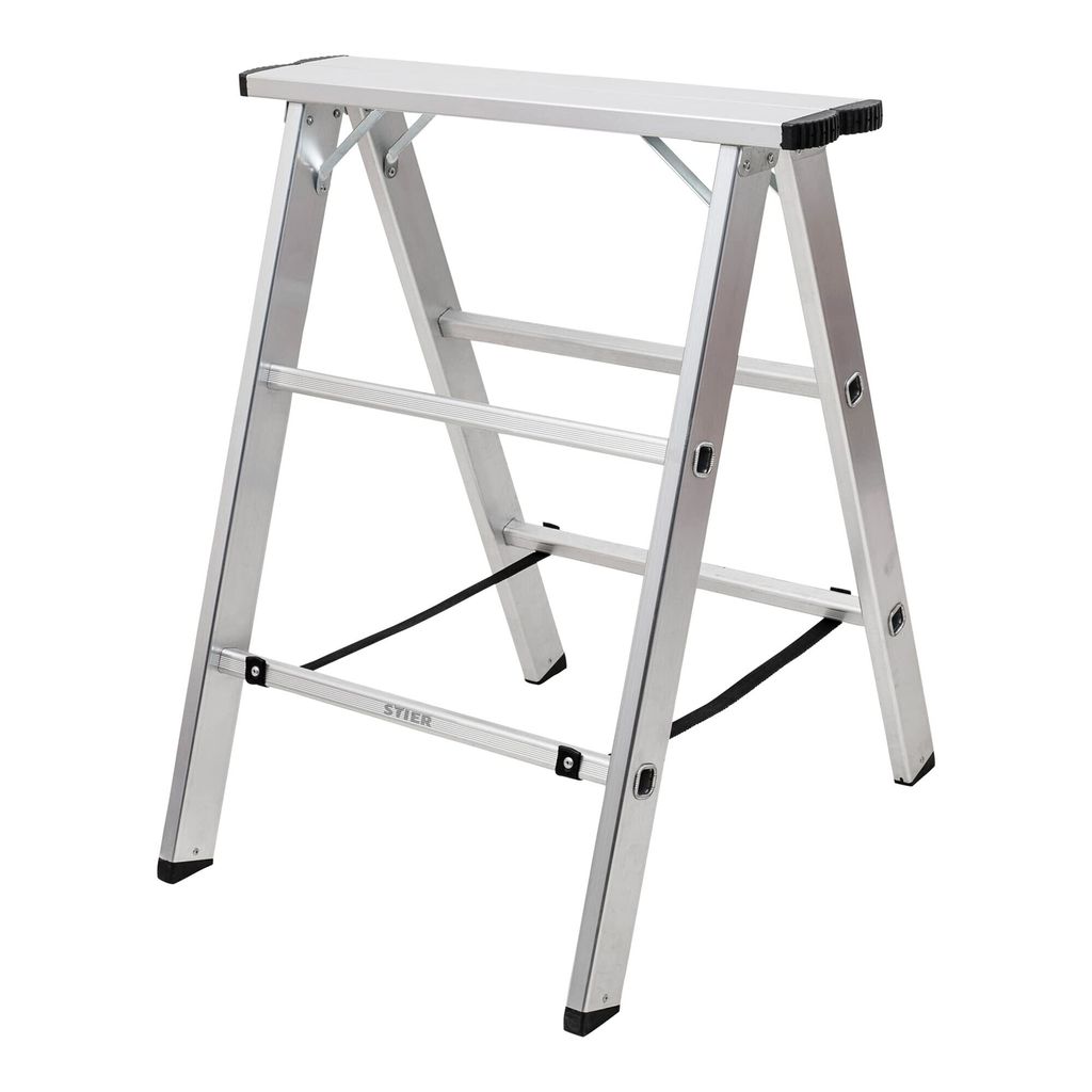STIER Aluminiumbock, mit einer Tragfähigkeit von 150kg, 75 cm breit, 80 cm hoch, Arbeitsbock, Unterstellbock, Montagebock, Klappbock, verzinkte Sc...