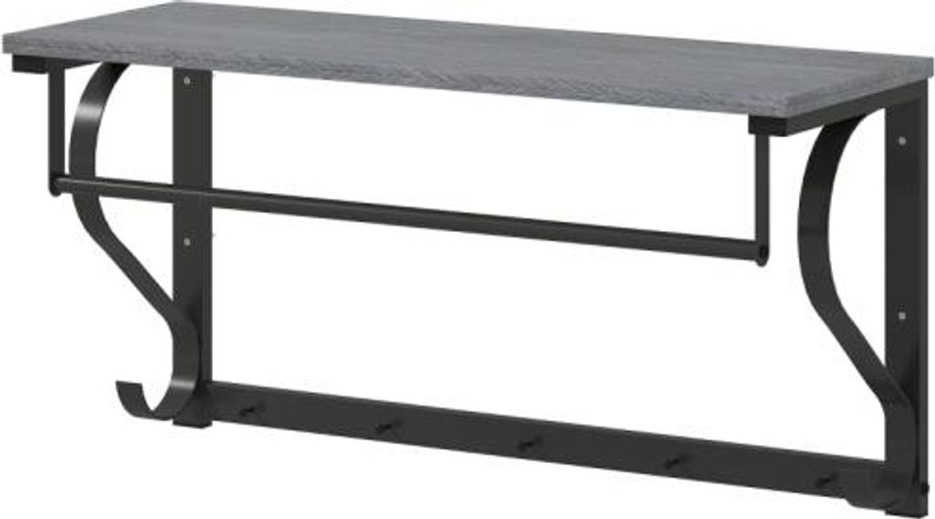 Wandmontierter Kleiderstaender 70x25x35cm Mit 5 Haken Oberes Fach Vielseitig Grau Kleiderhaken Wandmontage Multifunktional Garderobe