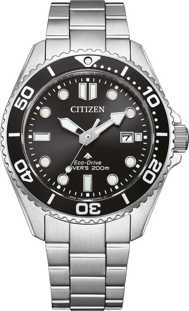 Citizen BN0261-51E Promaster Eco-Drive Diver Uhr Herrenuhr Edelstahl Datum silber