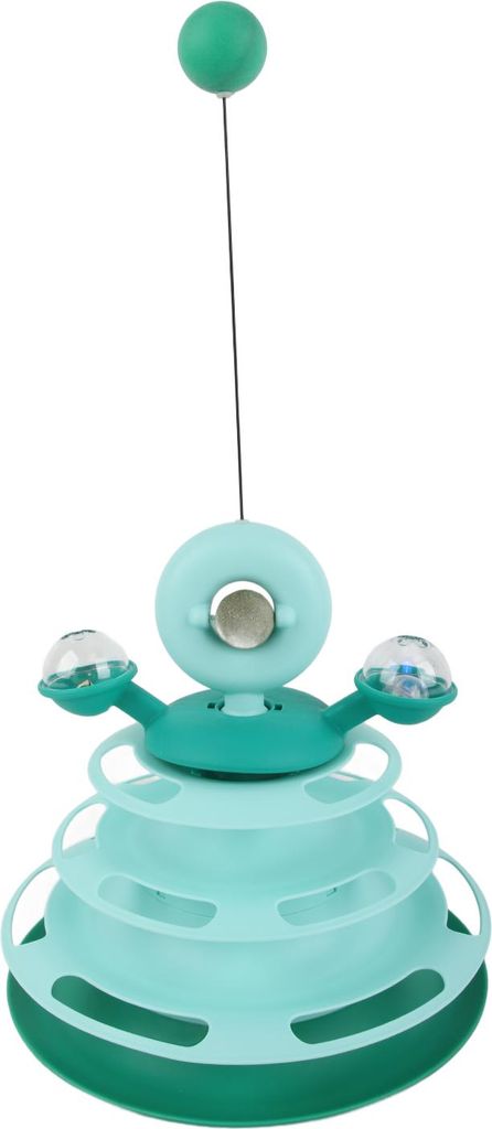 Interaktive Katzenspielzeug 3 -Kugel -Spuren Sicherer haltbarer Anti -Schlupf Easy Assembly rotierendes Kätzchen für Familie Innenmünze Green