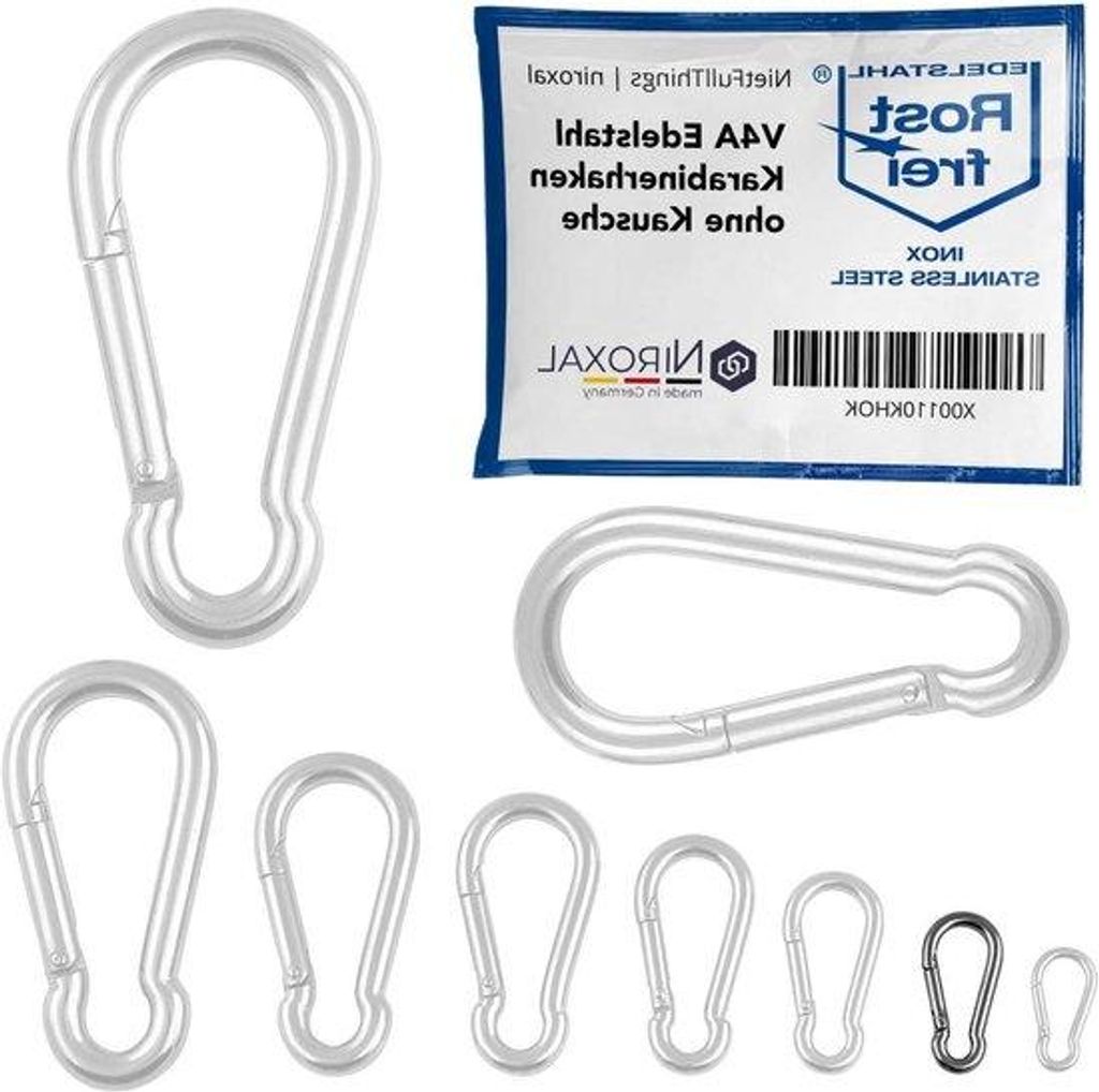 RVS Karabijnhaak - Sterk und Dauerhaft - 4 Stücke - V4A Stahl