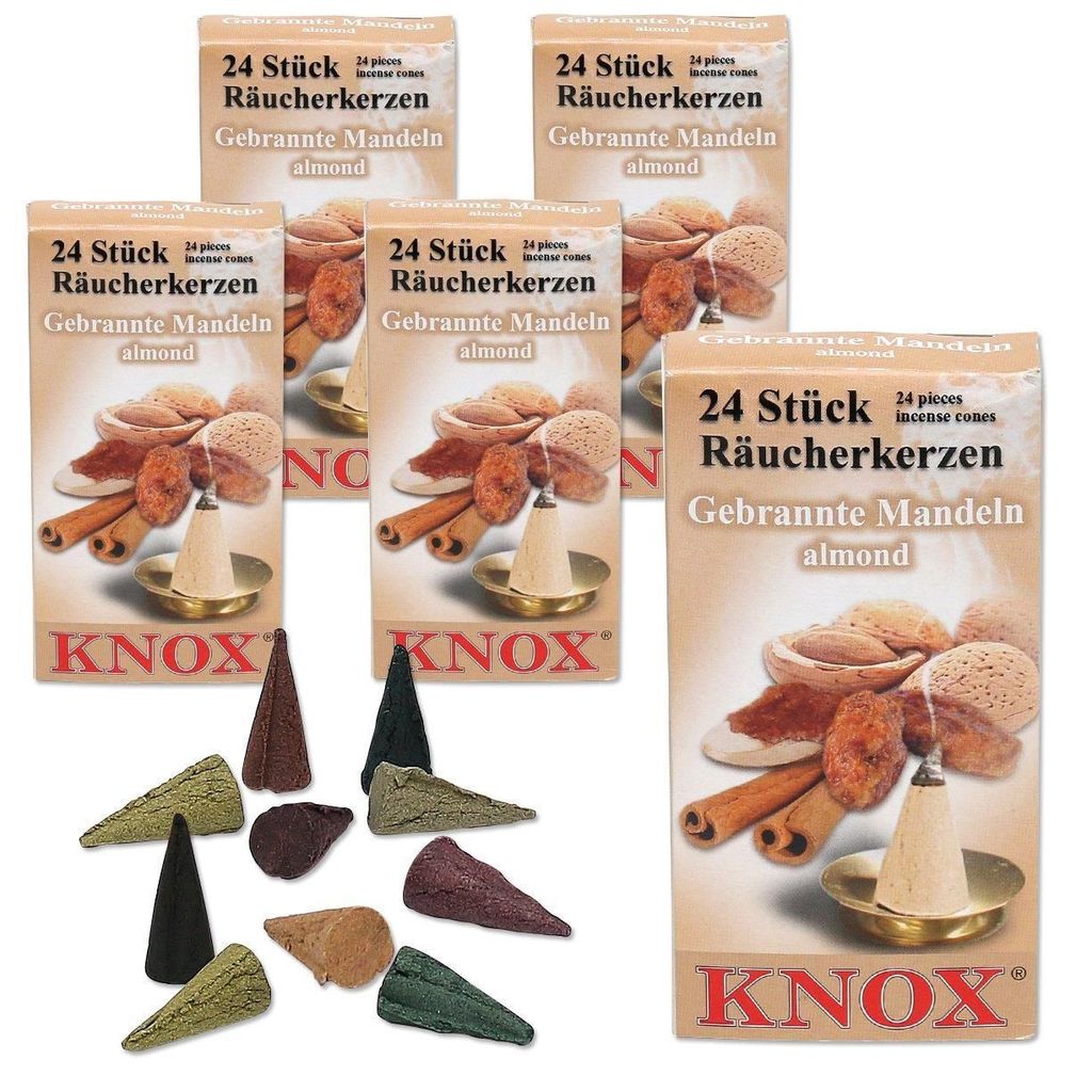 KNOX - 5er Set Räucherkerzen Räucherkegel Gr. M - Gebrannte Mandeln