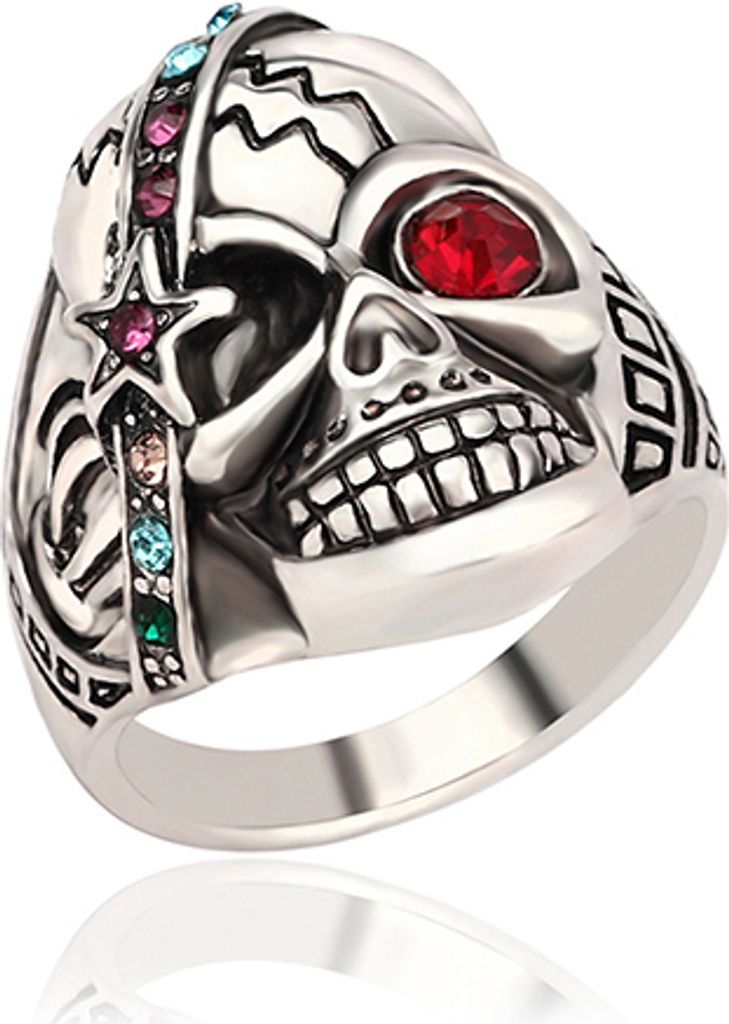 Uni Mode Punk-Stil Schädel Stern Strass eingelegt Liebhaber Geschenk Ring Schmuck