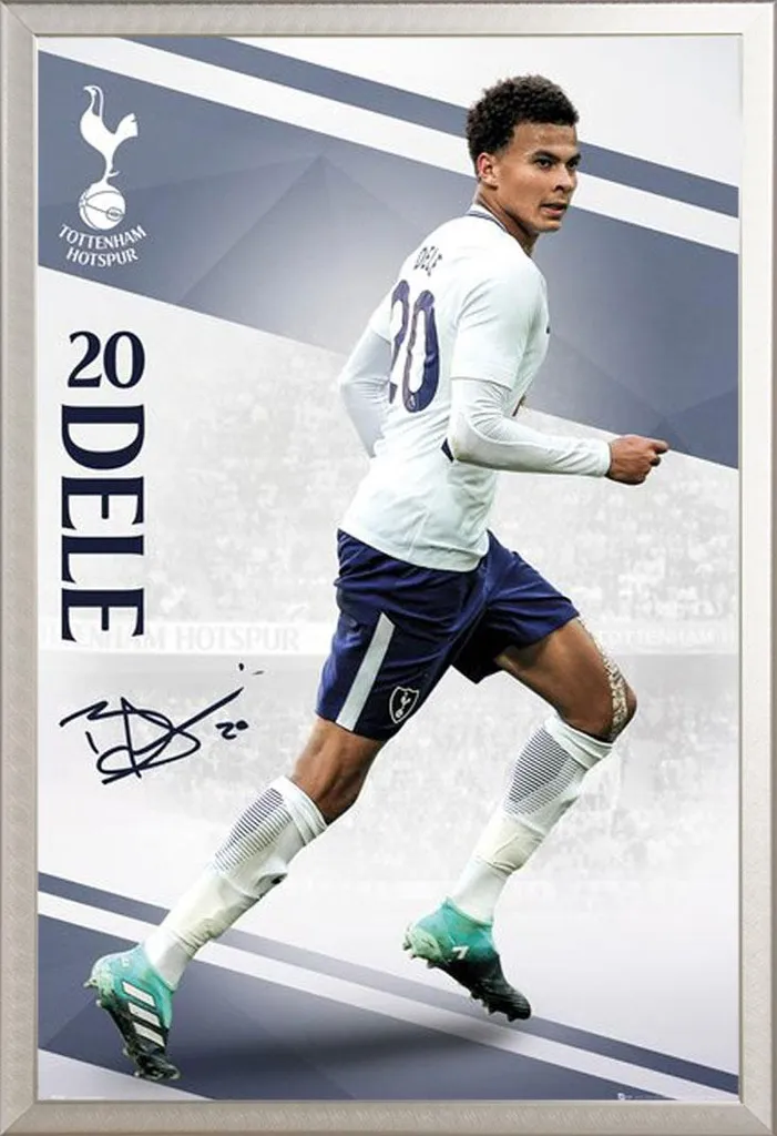 Poster Tottenham encadré vitre acrylique anti-reflet Dele Alli 17/18