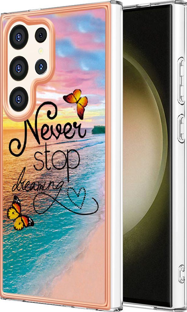 Hülle für Samsung Galaxy S24 Ultra Muster TPU Silikon Stoßdämpfer Bumper Schutzhülle Gold