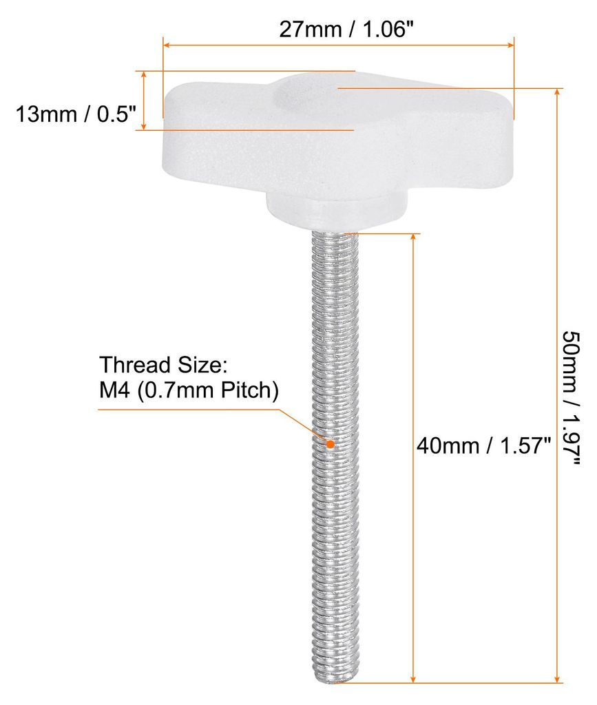 10 Stš¹ck R?ndelschrauben mit T Flš¹gelkn?pfe M4 x 40mm Kunststoff T-Kopf Gewindebolzen Klemmschraube Flš¹gelschraube Haltegriffe 27mm Klemmk...