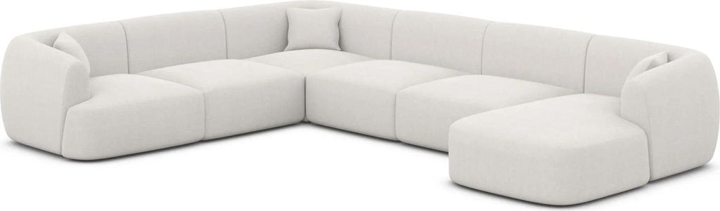 Strukturstoff U-Form XXL Wohnlandschaft Elvira Weiß Rechts