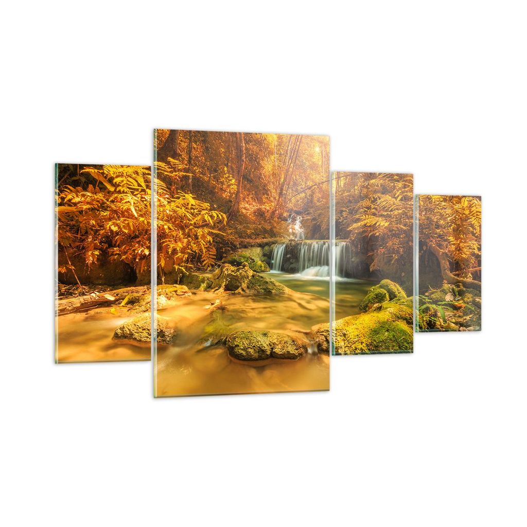 Bilder auf glas - Wald Bach Tropen Natur - 160x90cm - Glasbilder - Wandbilder - Kunstdruck - zum Aufhängen bereit - Wanddekoration aus Glas - Glas...