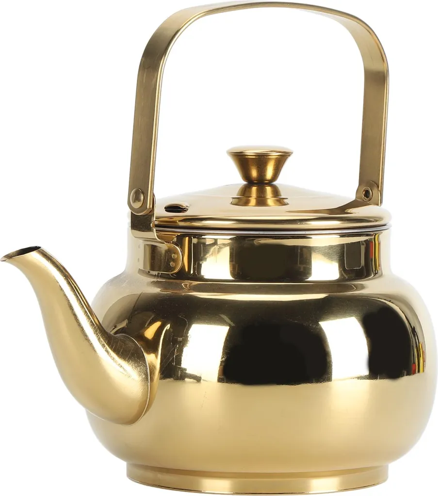 Bouilloire inox 2L avec filtre amovible finition brillante or luxe