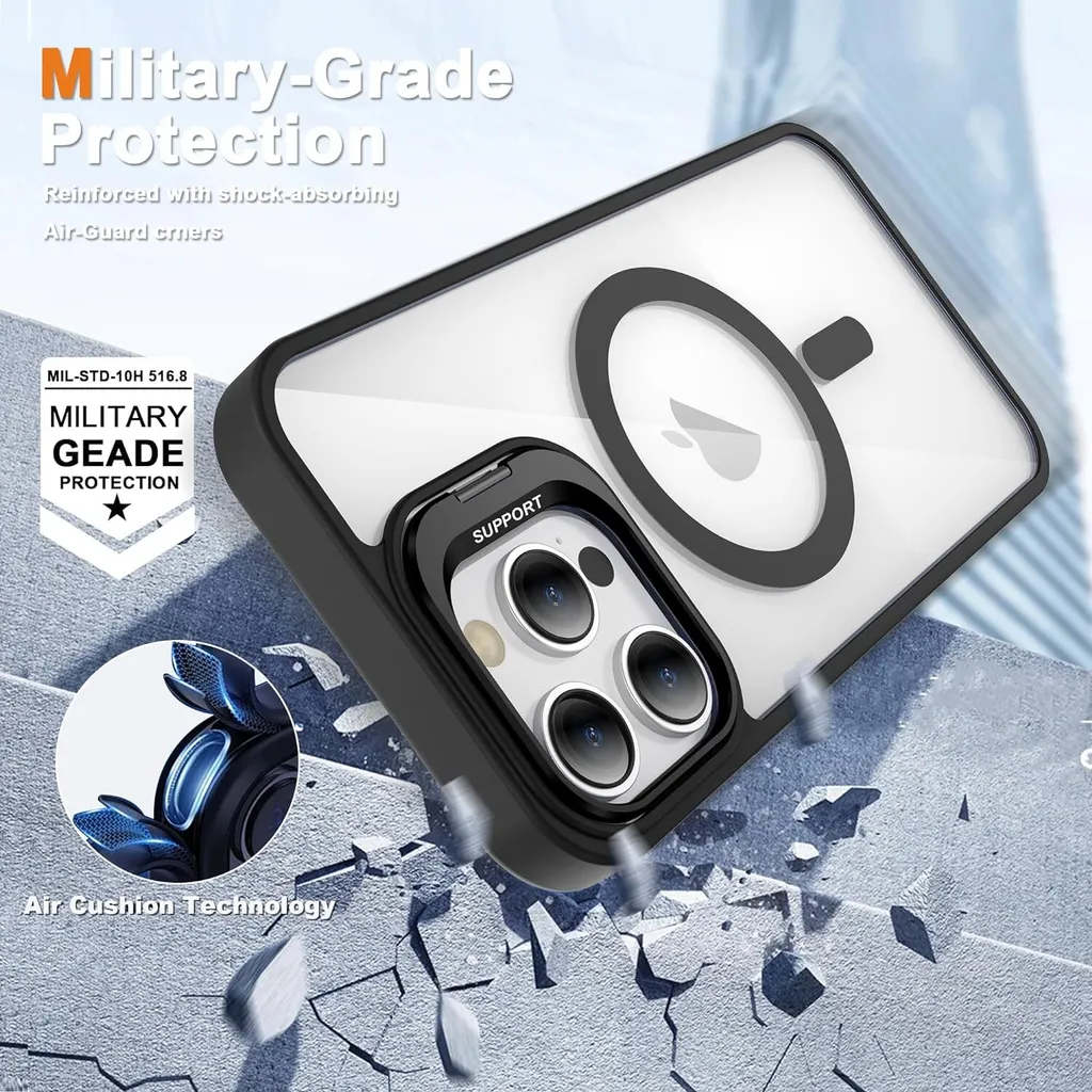 Cover iPhone 15 Plus MagSafe per Content Creator | Stand Video Nero - 6