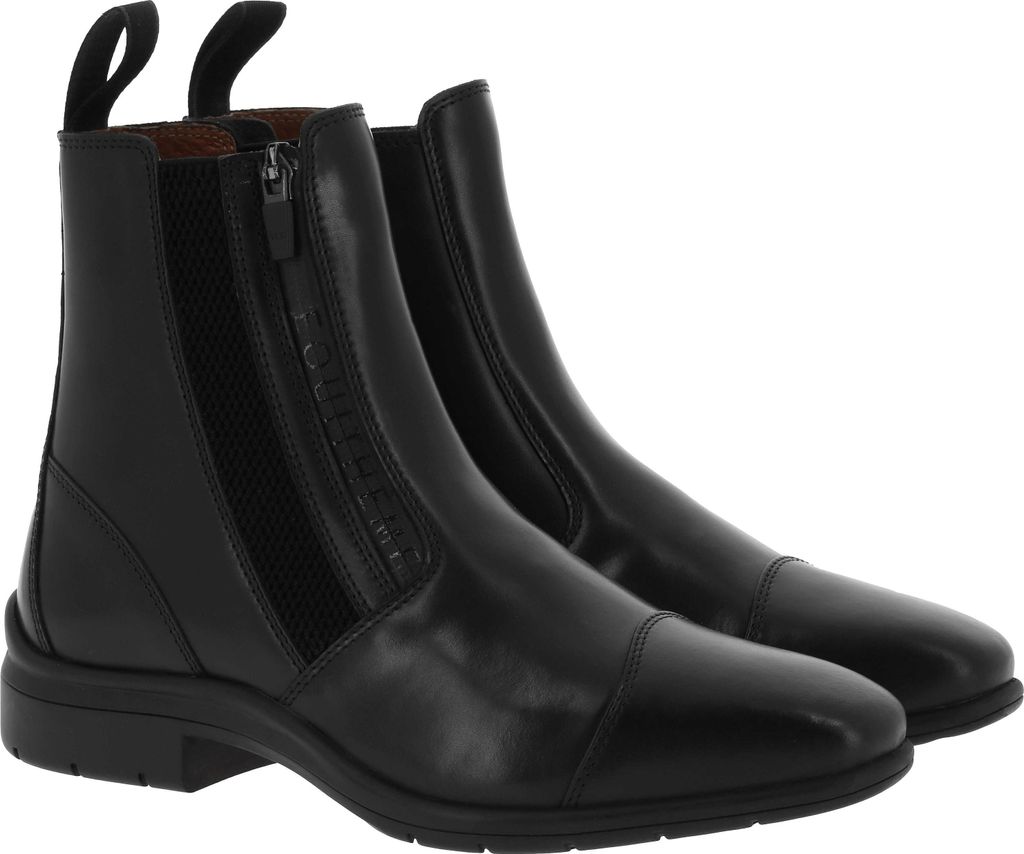 EQUITHÈME Damen Sporty Stiefeletten mit Reißverschluss Rindsleder Schwarz, Farbe:schwarz, Größe:45