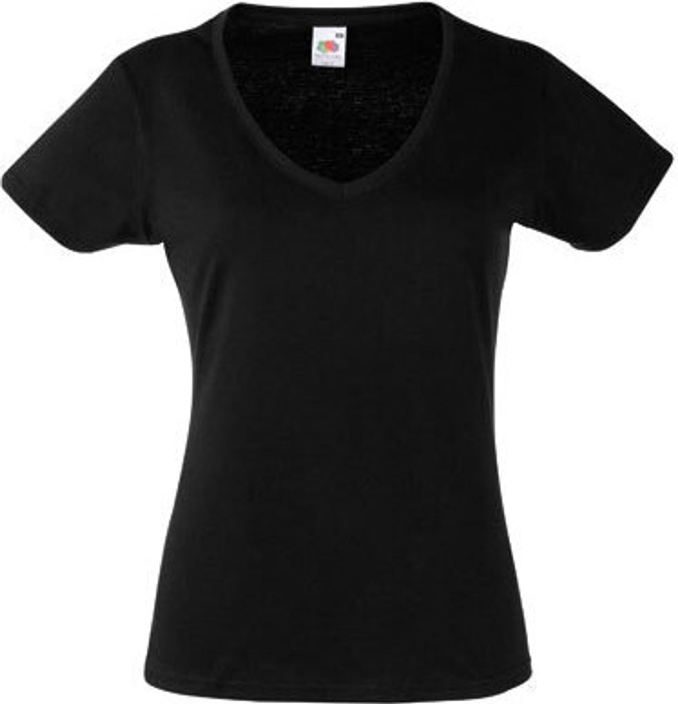 Fruit of the Loom - Lady-Fit Valueweight V-Neck T - Black - M