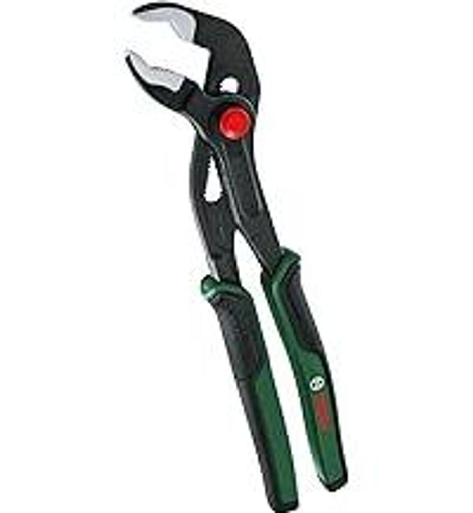 Bosch Wasserpumpenzange (Langlebige Wasserpumpenzange mit Druckknopfeinstellung für anspruchsvolle und alltägliche Aufgaben, Ergonomischer Softgr...