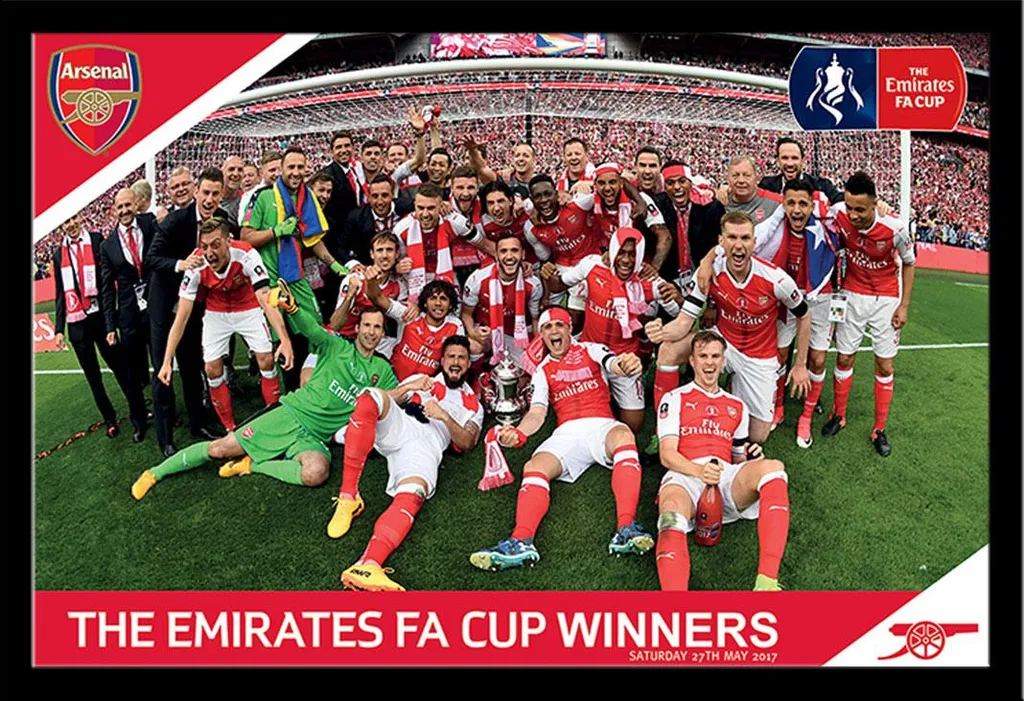 Poster Arsenal FC Vincitori FA Cup con Cornice Shinsuke MDF Nero