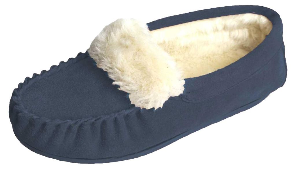 Eastern Counties Leather Damen Mokassins Zoe mit Plüsch-Innenfutter EL284 (36 EU) (Marineblau)