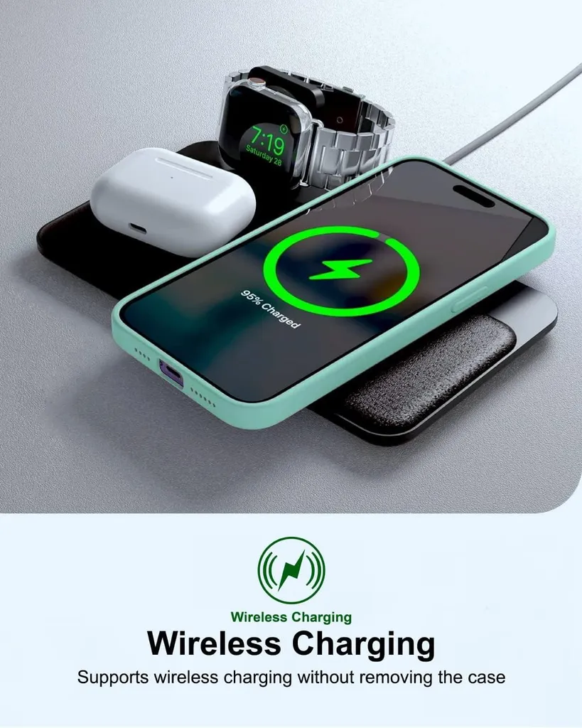 Protection Silicone Vert iPhone 14 Pro Max Compatible Charge Sans Fil - 6
