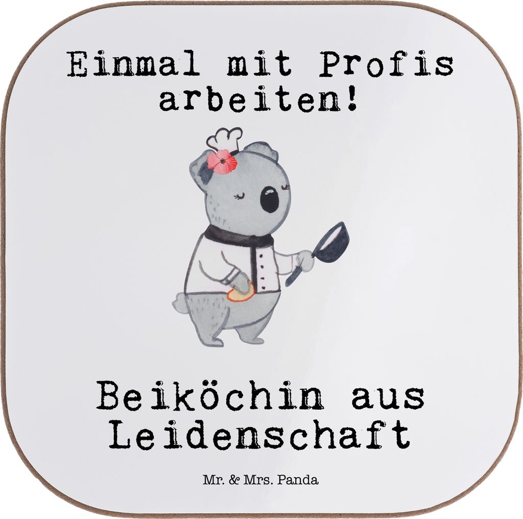 Mr. & Mrs. Panda Tischschoner Beiköchin Leidenschaft - Weiß - Geschenk, Gastronomie, Restaurant, Kaffeeuntersetzer, Tassenuntersetzer, Tassen Unt...