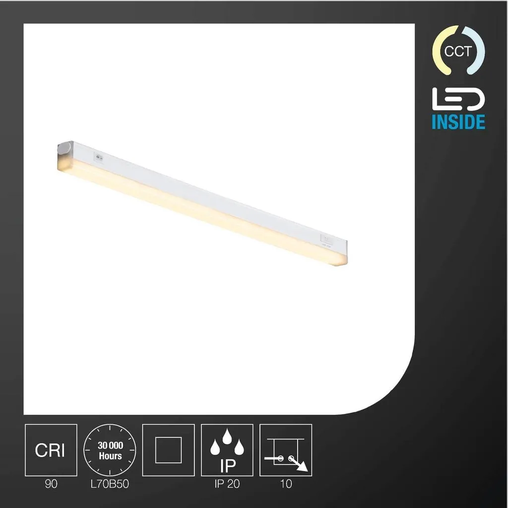 Éclairage LED pour garage et cuisine Barre SLV Batten blanche CCT 20W