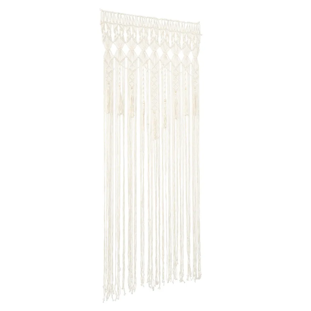 Rideau tissé boho en coton beige : Décoration murale et arche de bain