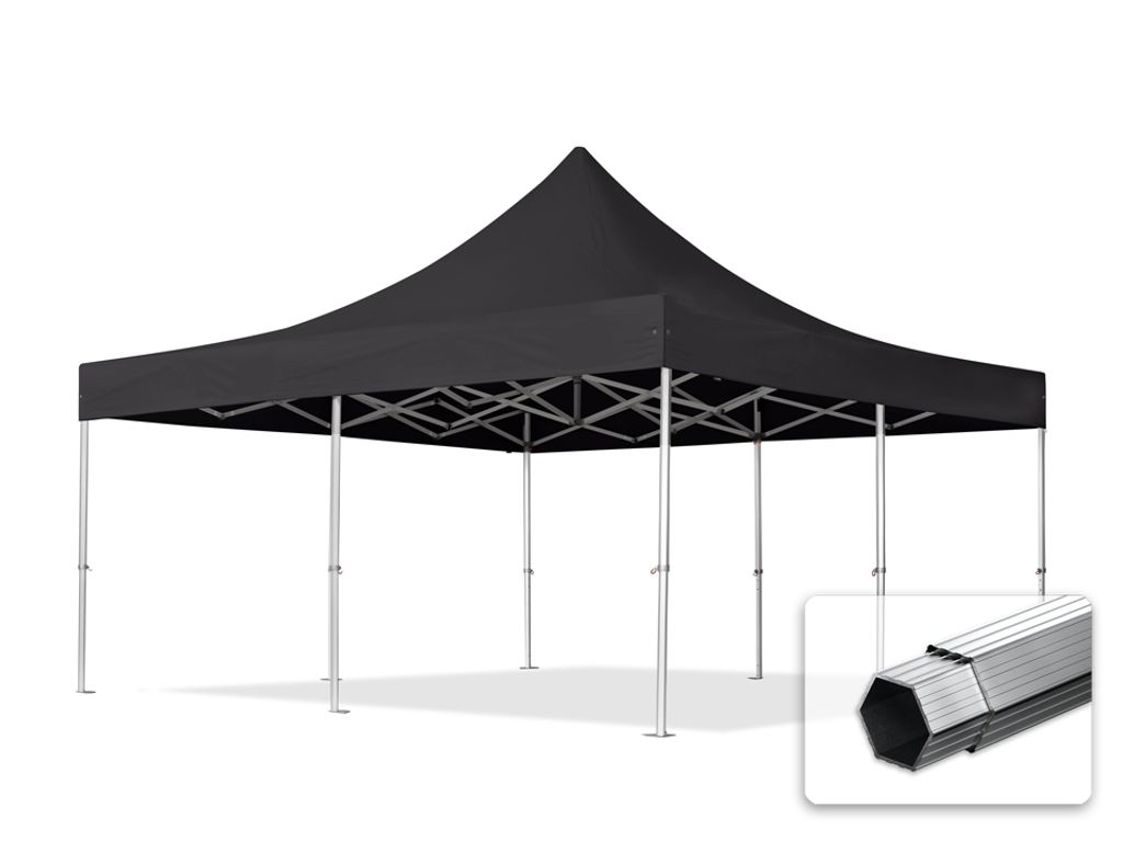 TOOLPORT 5x5m Aluminium Faltpavillon, ohne Seitenteile, schwarz