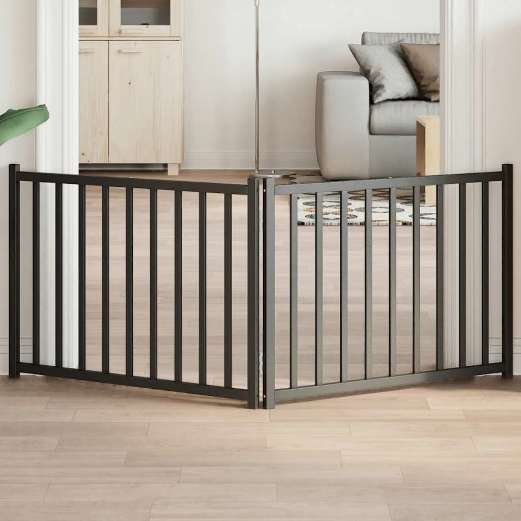 Barriera Educativa Cani Cloris 160cm Legno Abete Nero Pieghevole