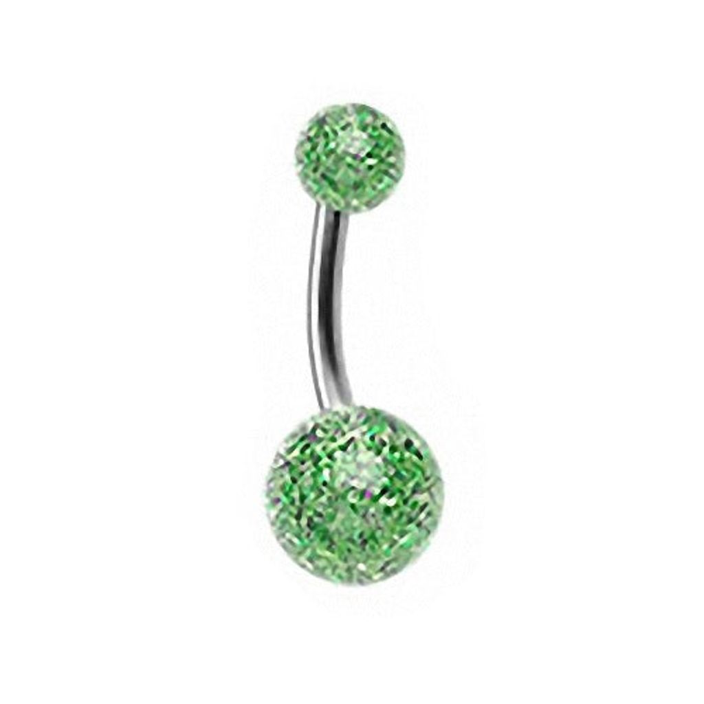 Taffstyle Bauchnabelpiercing Bauchnabelpiercing Stecker Titan UV Ultra Glitter, Grün