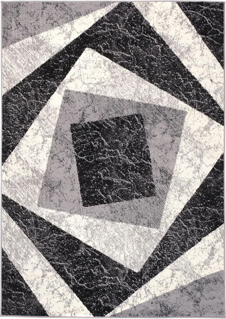 Tapis de Salon Moderne 140x200 cm DREAM - Coloris Crème Gris et Noir