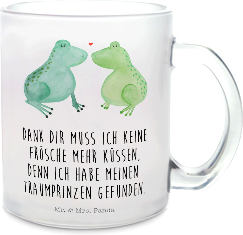 Mr. & Mrs. Panda Tee Tasse Frosch Liebe - Transparent - Geschenk, Teeglas, Freundin, Häferl, Küssen, Pott, Hochzeitstag, Trinkglas, Teetasse, Fr...