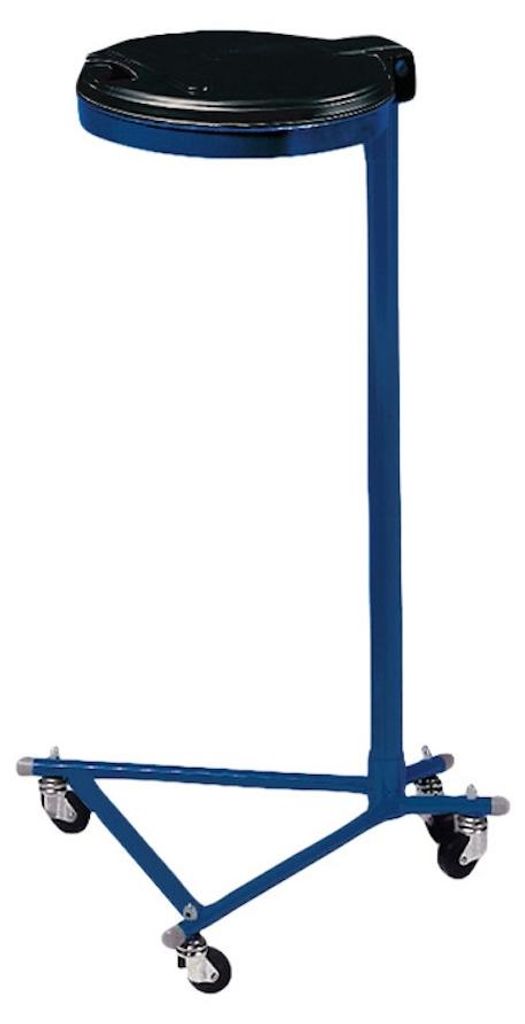 Robuster Einzel-Abfallsammler mit Kunststoff-Deckel | mit 4 Rollen | 35cm Einwurföffnung | HxBxT 100x49x52cm | Stahl | Blau-Schwarz