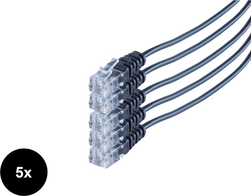 Telefon/-Westernkabel, Rund RJ11 Kupfer VE 5, 1m