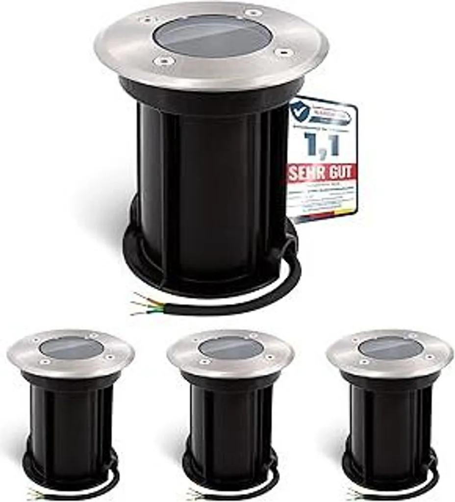 Set 4 Faretti Pavimento Esterni GU10 IP67 Neri linovum BORU Calpestabili