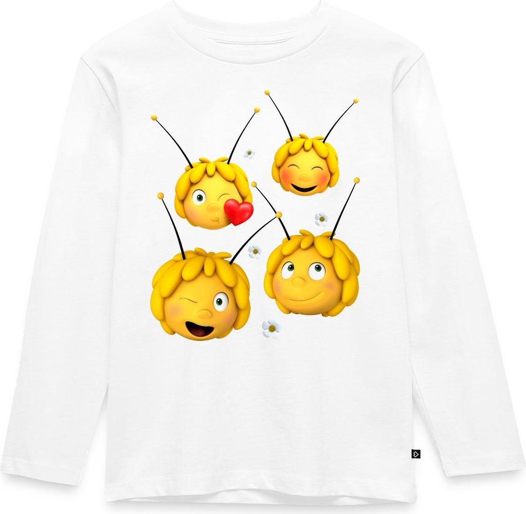 Spreadshirt Biene Maja Emotionen Kinder Premium Langarmshirt, 98/104 (2 Jahre), Weiß
