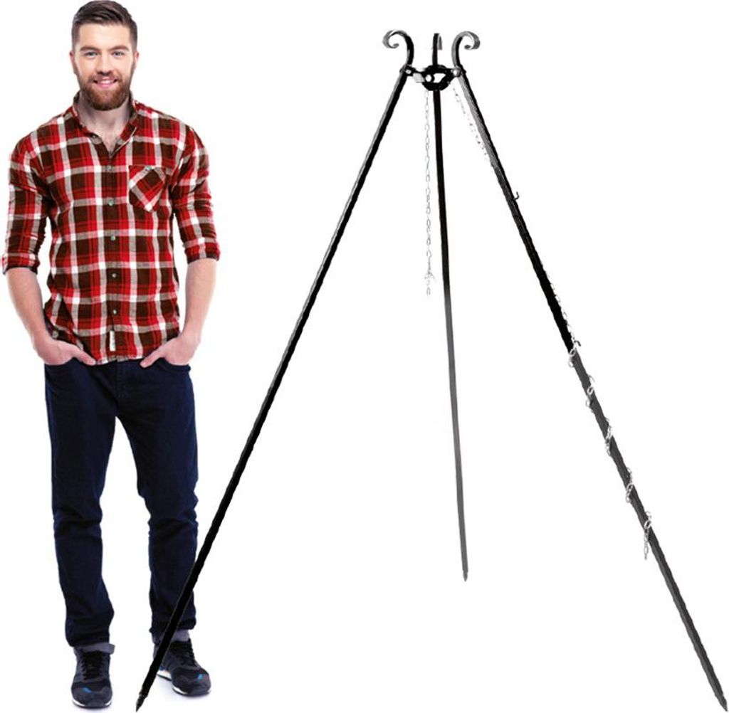 CookKing Stahl Schwenkgrill Dreibein + Kettenset Schwarz 180 cm