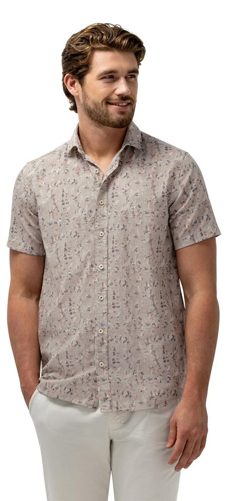 State of Art Regular Fit Hemd Kurzarm Baumwolle beige