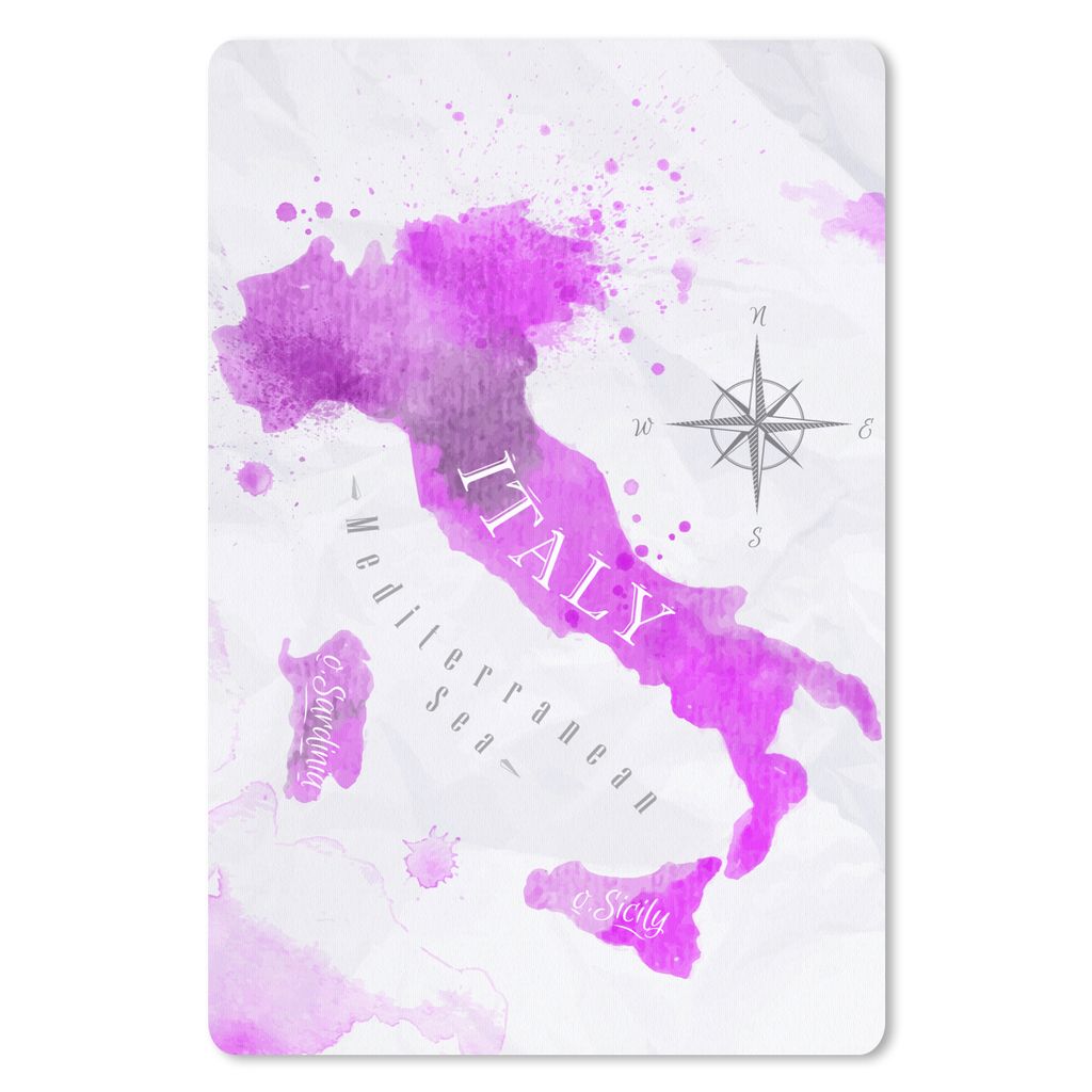 MuchoWow Mauspad Mousepad Weltkarte - Rosa - Italien 18x27 cm - Mousepads - Maus Mat - Pad - Mausunterlage