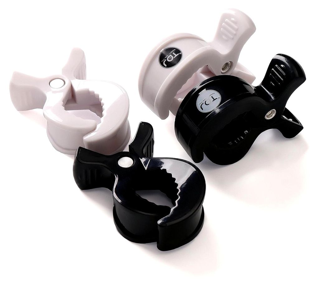 Universal Kinderwagenklammern, Pram Clips zur Befestigung von Wechselkleidung an Buggy und Babyschale (Schwarz*2+Weiß*2)