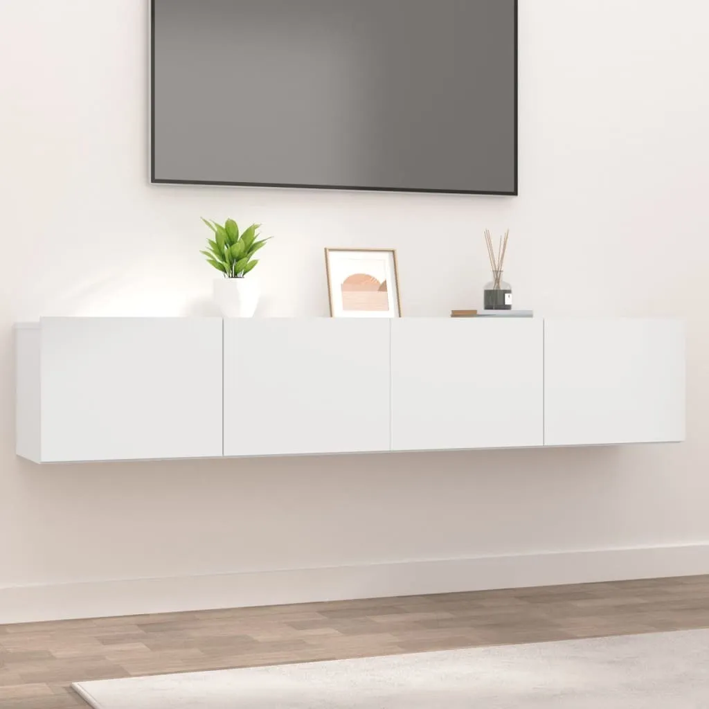 The Living Store Mobili TV 2 pz. Bianco 80x30x30 cm Materiale a base di legno