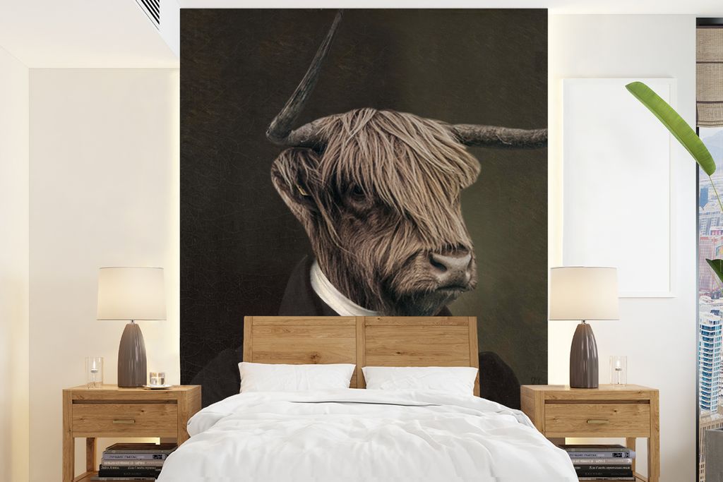 MuchoWow Fototapete für Wohnzimmer oder Schlafzimmer Wandtapete Vinyl Motivtapete Schottischer Highlander - Alte Meister - Kunst - 160x220 cm - ...