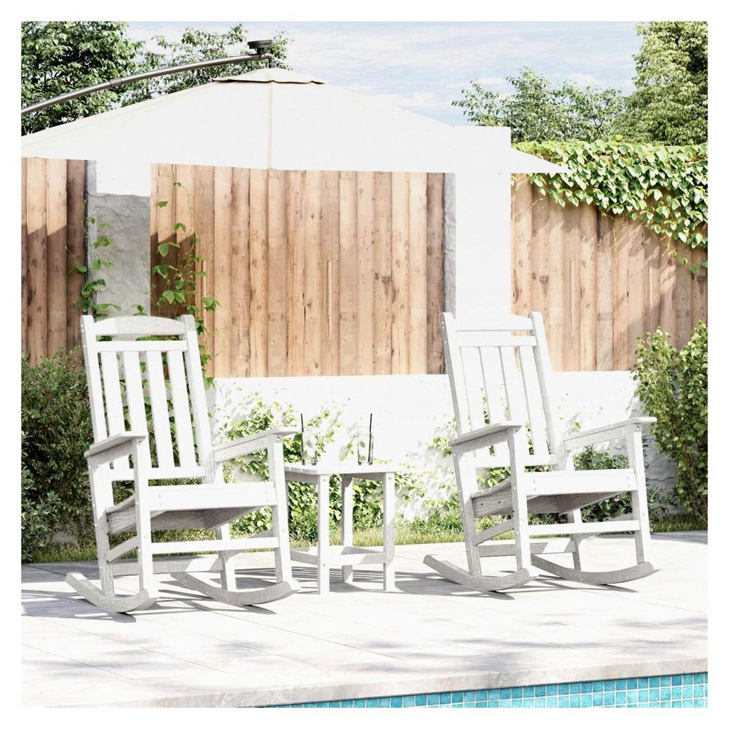 Garten Schaukelstühle 2 Stück Weiß 70x92x107,5 cm HDPE, Garten Schaukelstuhl Weiß 70x92x108 cm HDPE Adirondack Relaxsessel für Terrasse und Ba...