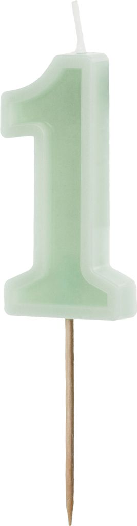 Geburtstagskerze Zahl 1, grün, 6 cm Produktbild 