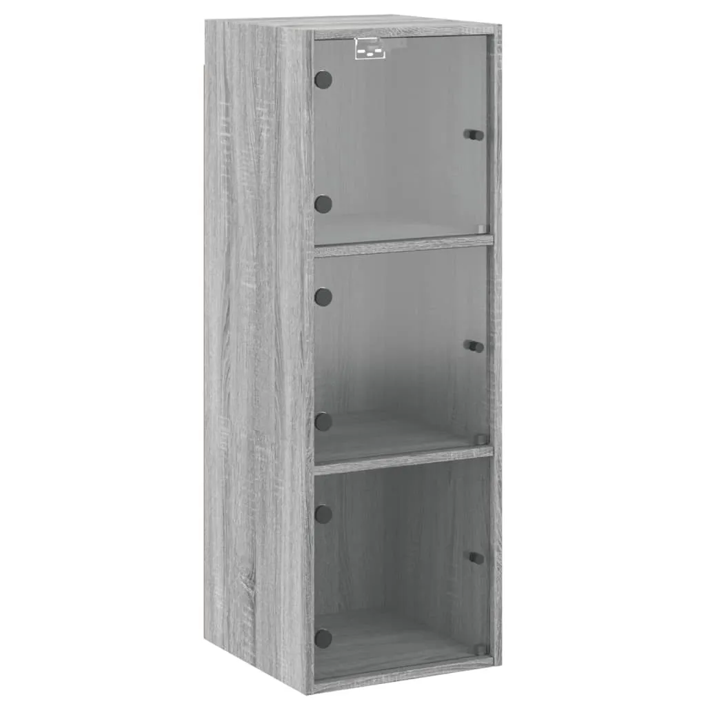 Armadio a muro con ante in vetro Grigio Sonoma 35x37x100 cm