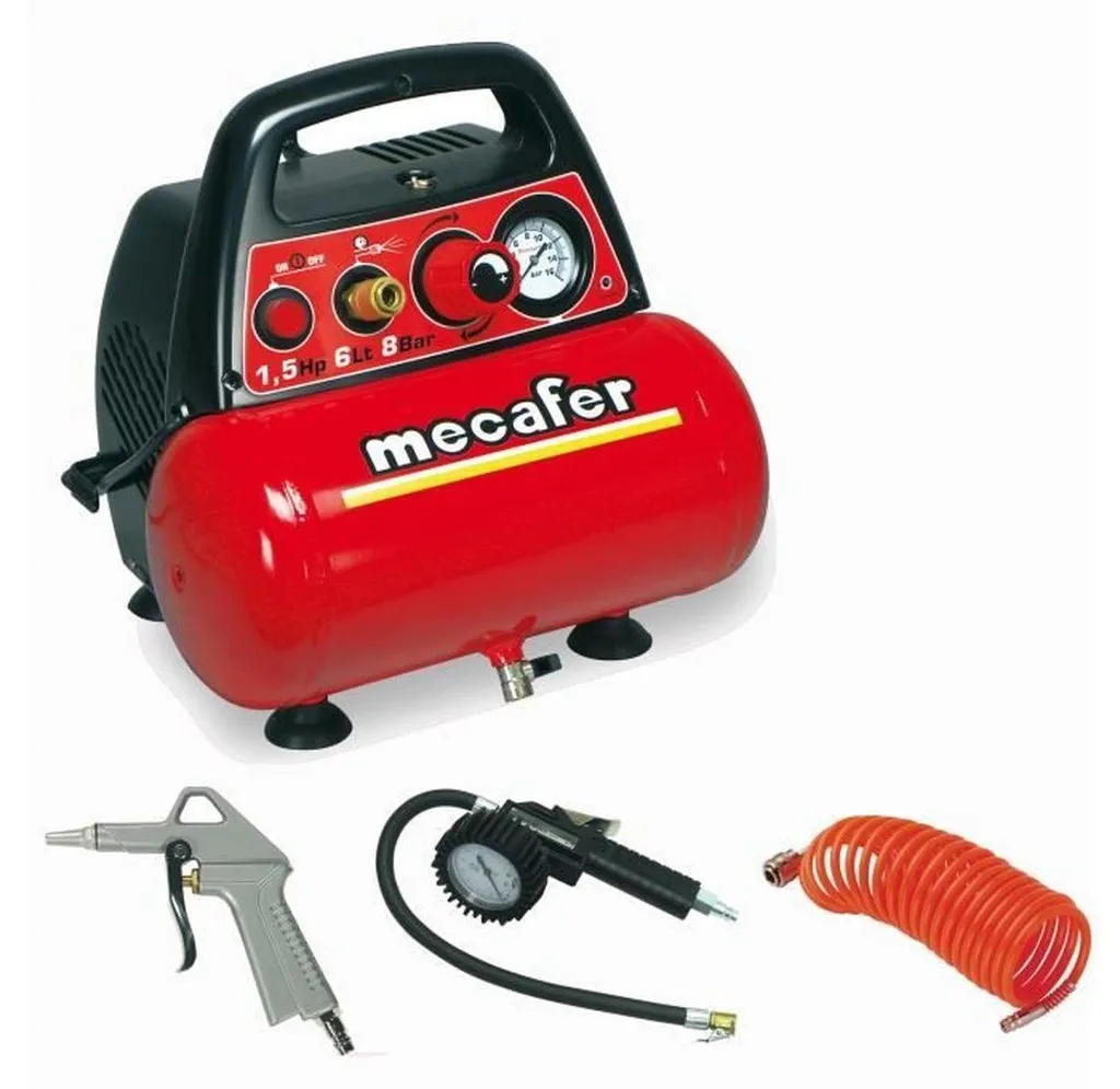 Compresseur 6L MECAFER 8 bar : Finis les pneus dégonflés et l'huile