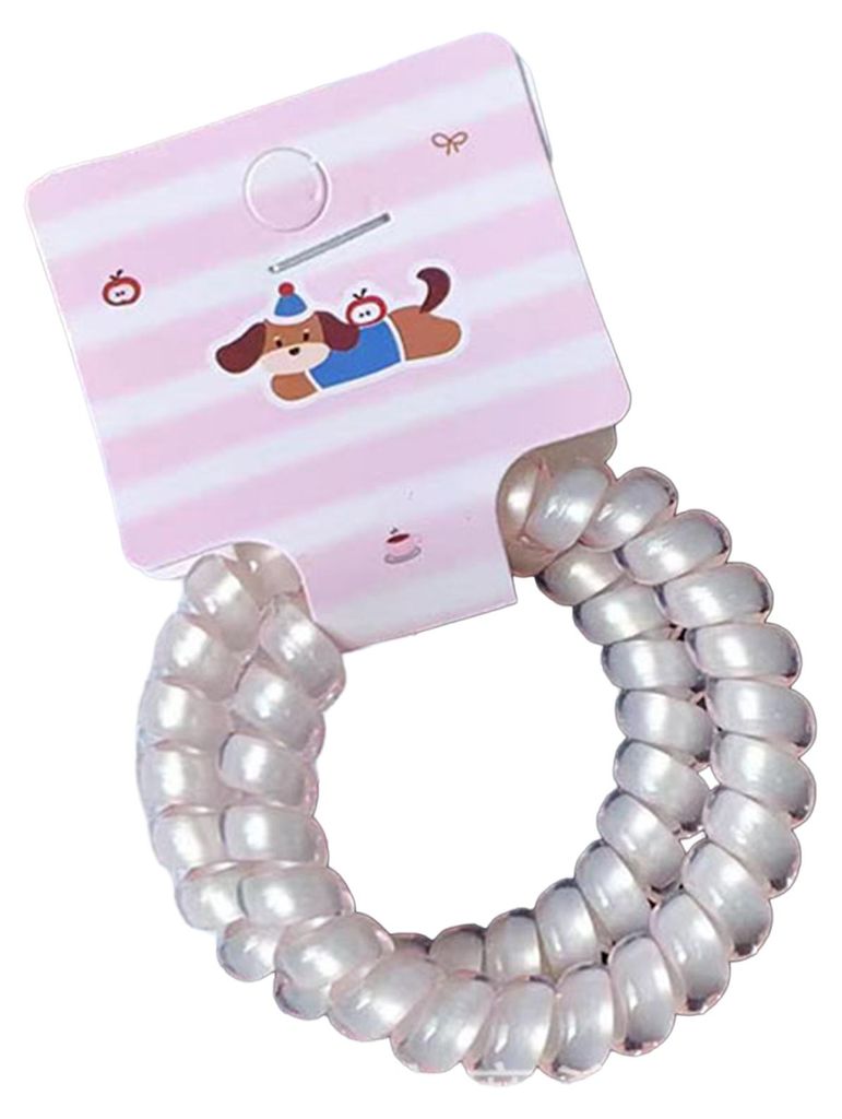 1 Paar Haargummis für Damen, perlmuttfarben, hochelastisch, in Form eines Telefonkabels, flexible Haargummis, Haaraccessoires