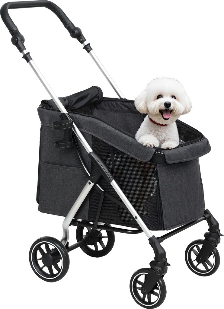 PawHut Poussette buggy pliable pour chien, porte-gobelets, Image du produit 