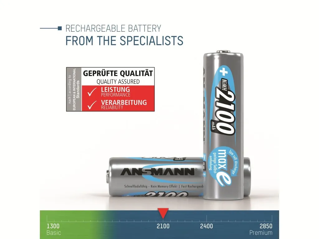 Piles Rechargeables AA NiMH Mignon - Pack de 8 Accumulateurs Ansmann maxE - 3