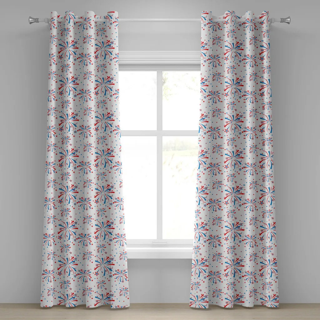 ABAKUHAUS 4 luglio Tenda con occhielli, feste americane con temi di libertà e indipendenza, feste estive, tende decorative a 2 pannelli per finestre, 280 cm x 245 cm, bianco blu rosso