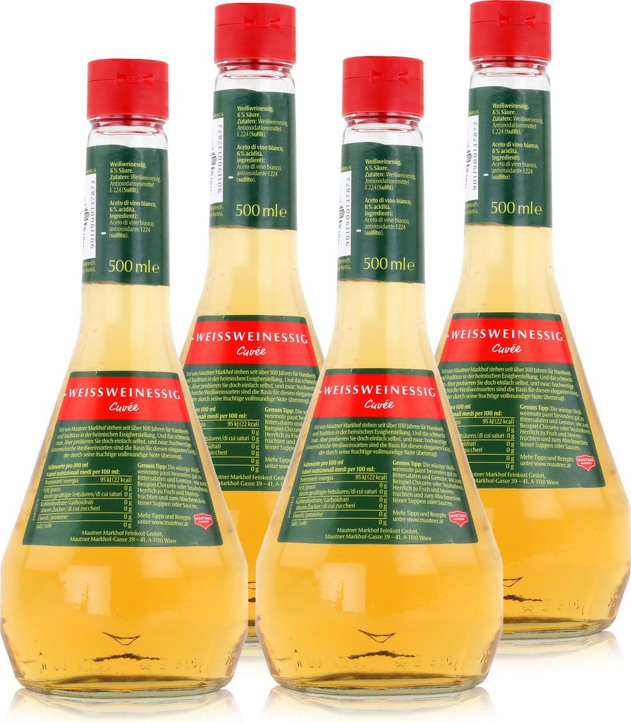 Mautner Weissweinessig Cuvée 0,5L - Essig aus Österreich (4er Pack)