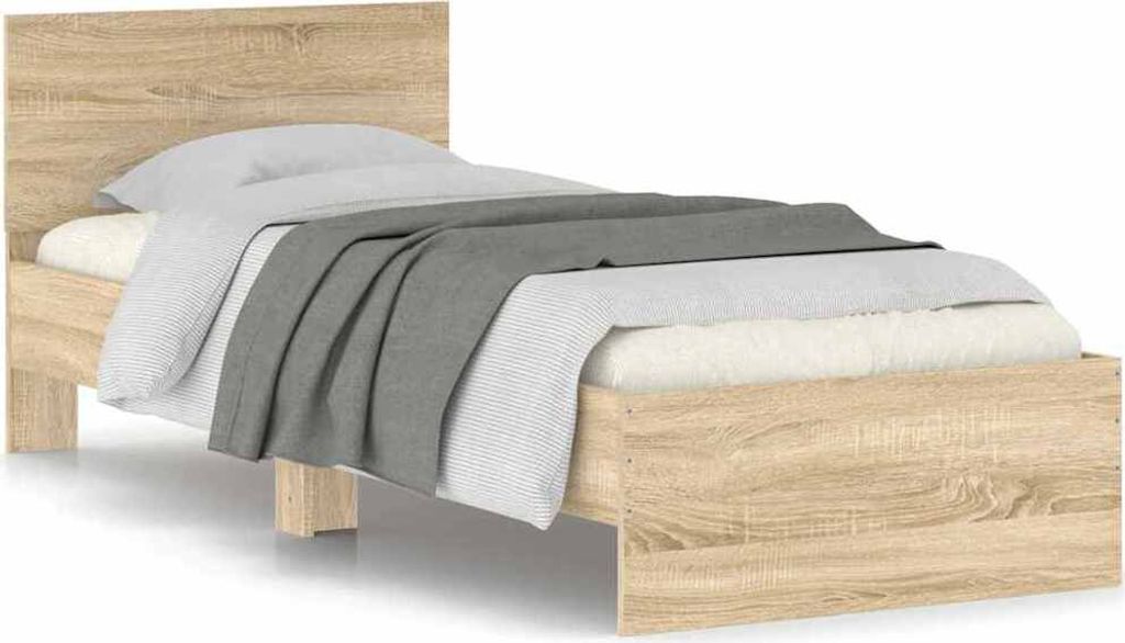 vidaXL Bettgestell ohne Matratze mit Kopfteil Sonoma-Eiche 90x200 cm