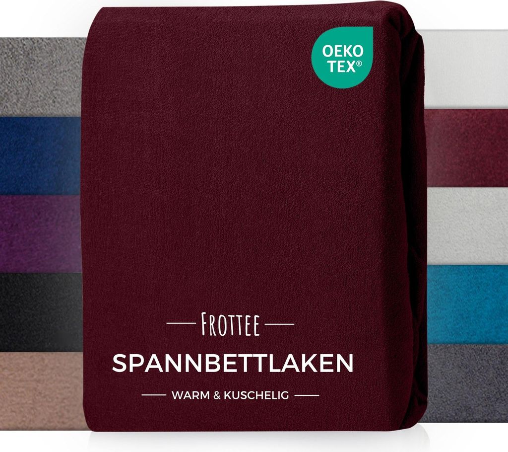 Frottee Spannbettlaken Rot 200x200 cm, Kuscheliges Winter Bettlaken